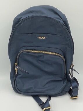 Tumi Navy Backpack with Gold Hardware